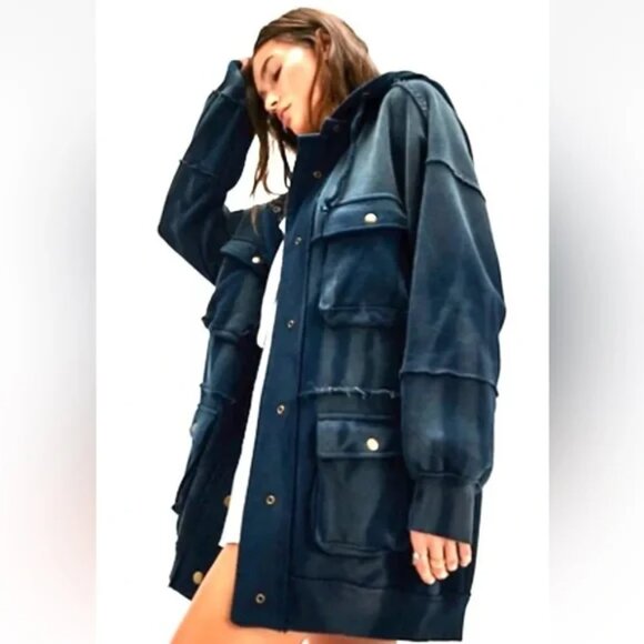 081 Free People We The Free You're A Star Hoodie NWT Navy Size Small - Picture 3 of 12